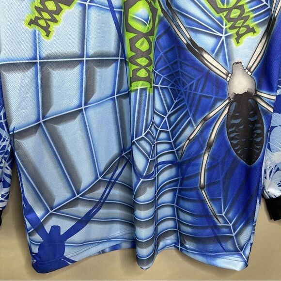 Vintage Y2K Xtreme Motorcross Jersey Mens M Blue Green Graphic Athletic Works - Picture 5 of 9